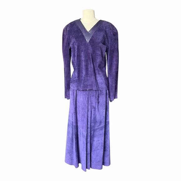 Liz Roberts Robert Elliott Dresses & Skirts - Vintage Liz Roberts Robert Elliott Purple Suede Two Piece Skirt Set Medium